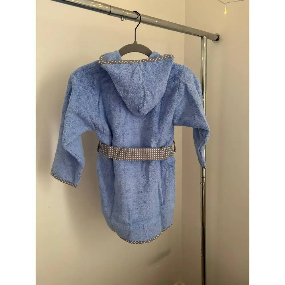 Kids Blue Bathrobe 100% Cotton Hooded Elephant Soft Robe 4-6Y - Picture 5 of 9